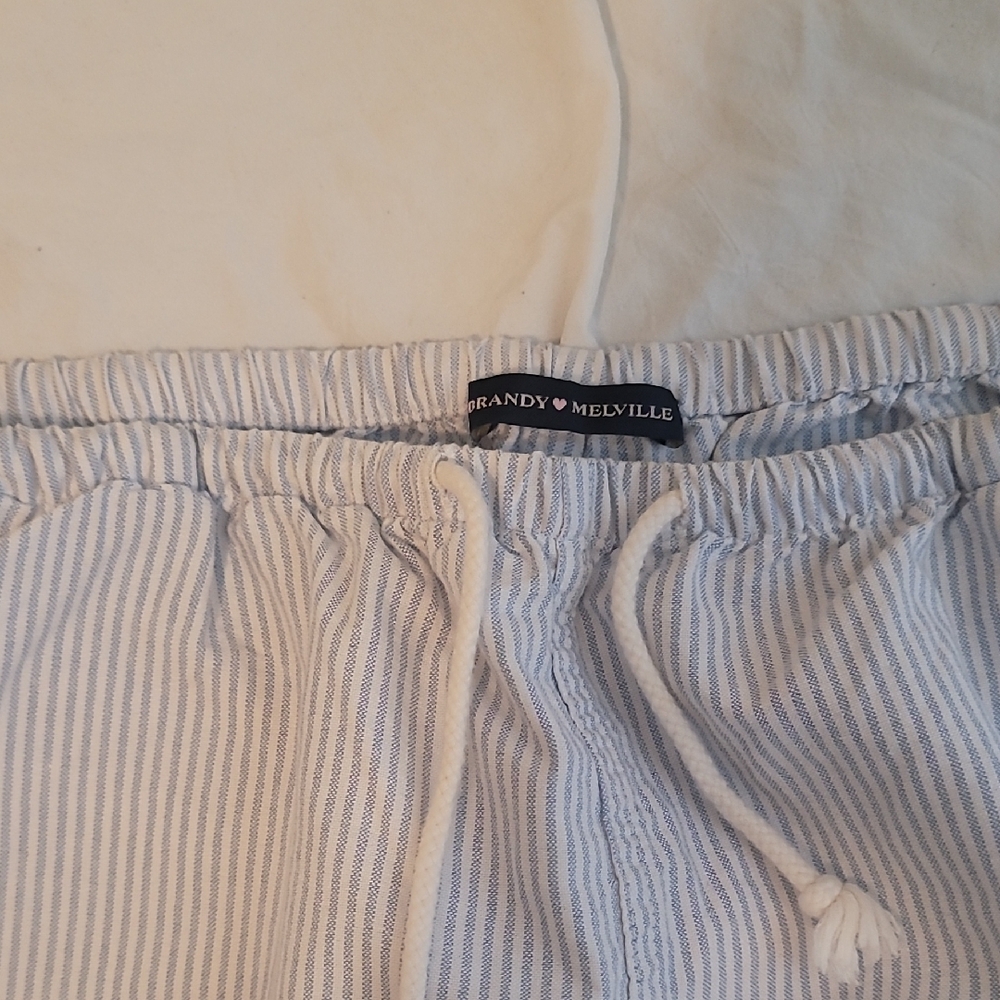 Women's Light Blue Striped Drawstring Pants - Picture 2 of 5